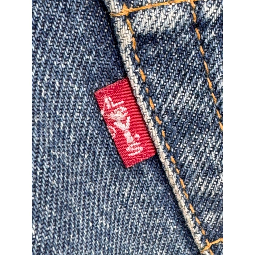 Vintage Levi's 550 Y2K 31x32 90s Red‎ Batwing USA Relaxed Fit Jeans Blue Mens - Picture 6 of 14